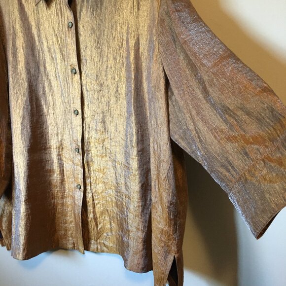 Vintage Coldwater Creek Golden Brown Button Down Shirt - Picture 6 of 16